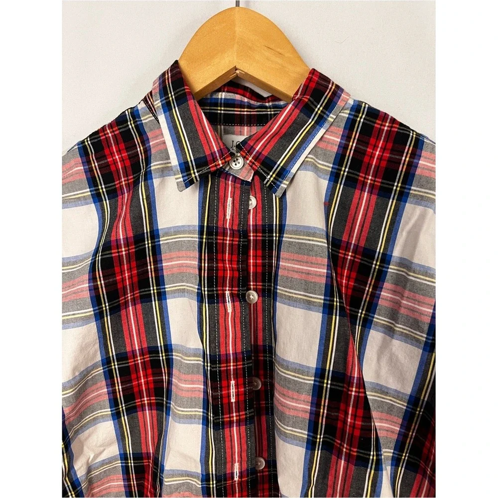 J. Crew Women's Red & White‎ Plaid Tartan model Button Down Shirt XS